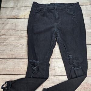 Ms. Cello Sz 14 Jeans Womens Distressed Black Denim Stretch Skinny Distressed